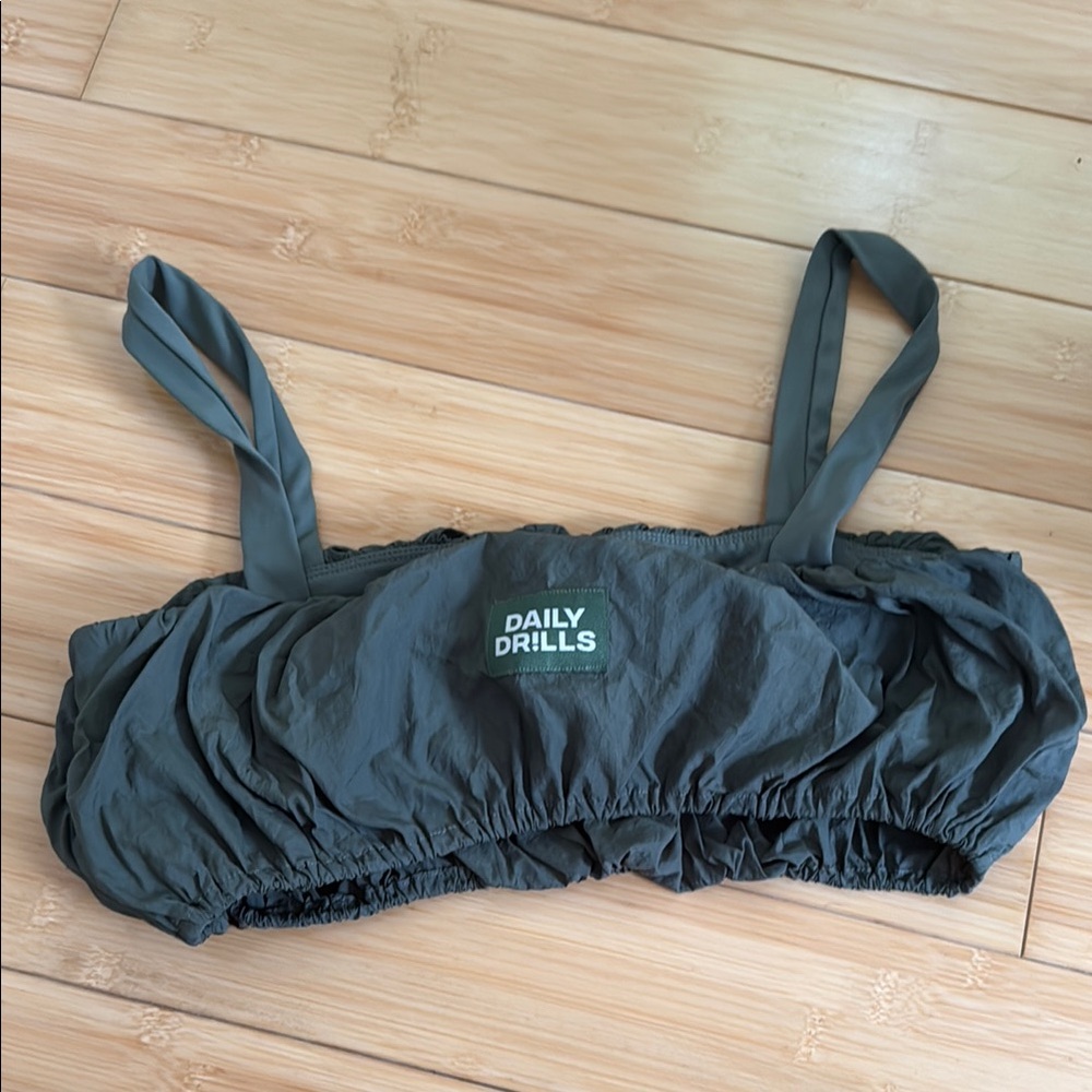 Daily Drills Forest Green Ruched Bralette